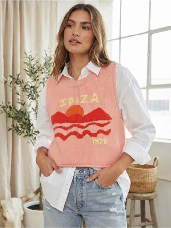 BDG Tops - NWOT BDG Ibiza 1976 Peach Knit Vest | Retro Boho Coastal Cowgirl Cropped L